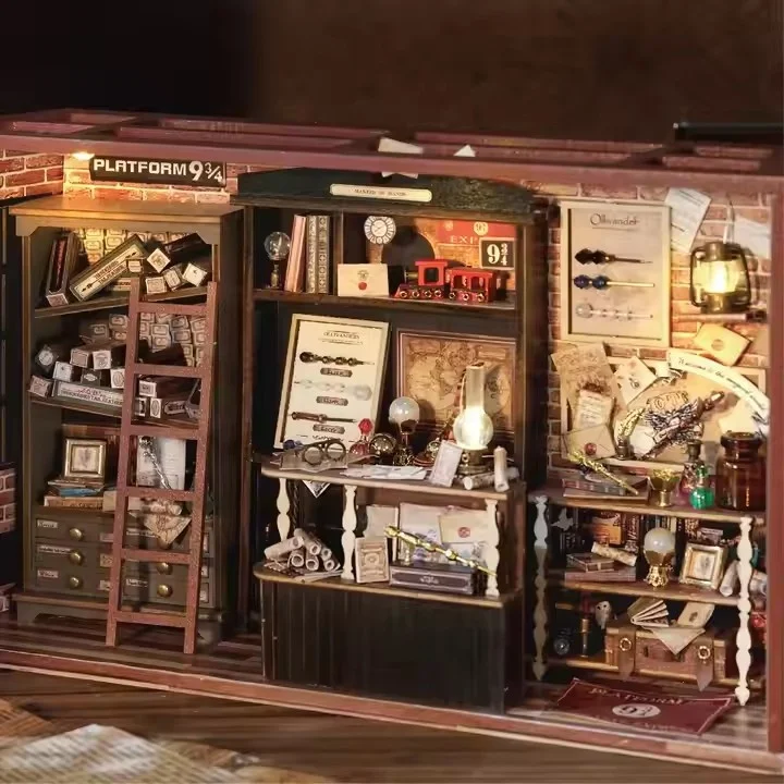 yuyang CuteBee Christmas Limit 3D Wooden Puzzle Christmas Dollhouse DIY Miniature Book Nook For Christmas Gift tree house