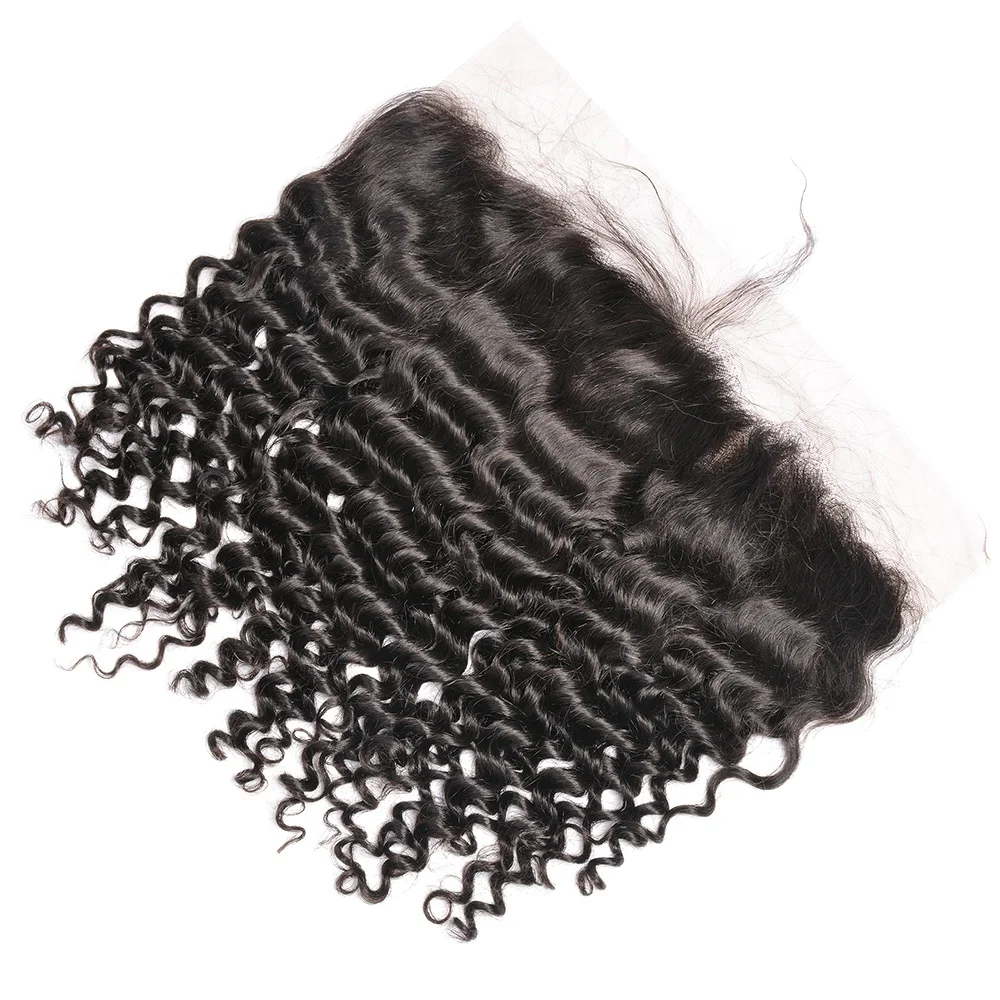 Hot selling top quality 13*4 and 13*6  deep wave  swiss lace frontal Brazilian human hair for black women