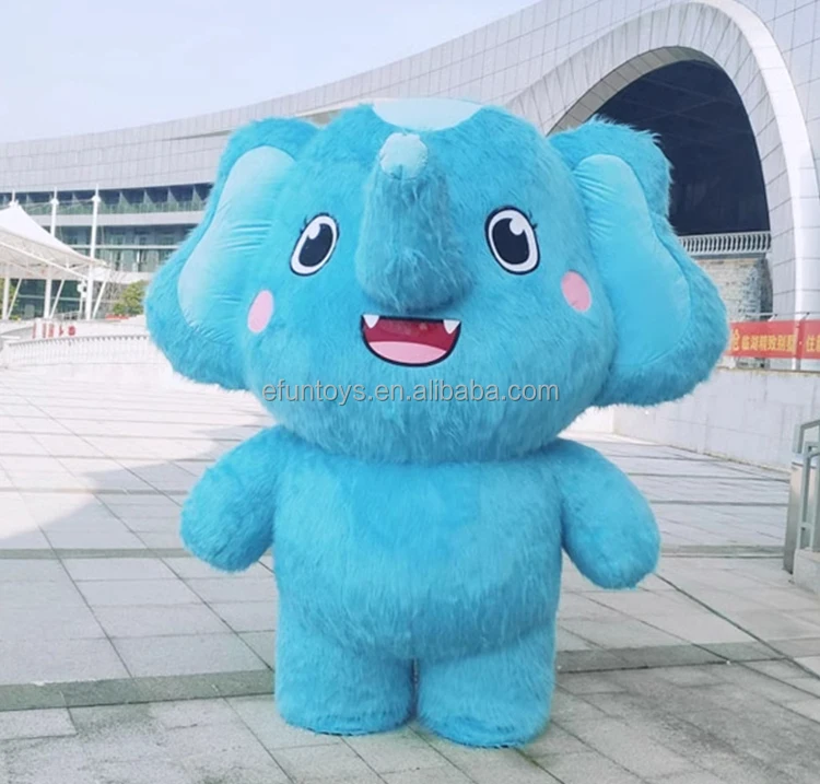 Efun 2m 2.6m Baby Elephant Inflatable Plush Cartoon Clothing Cute Walking Inflatable Elephant Mascot Costume for Sale