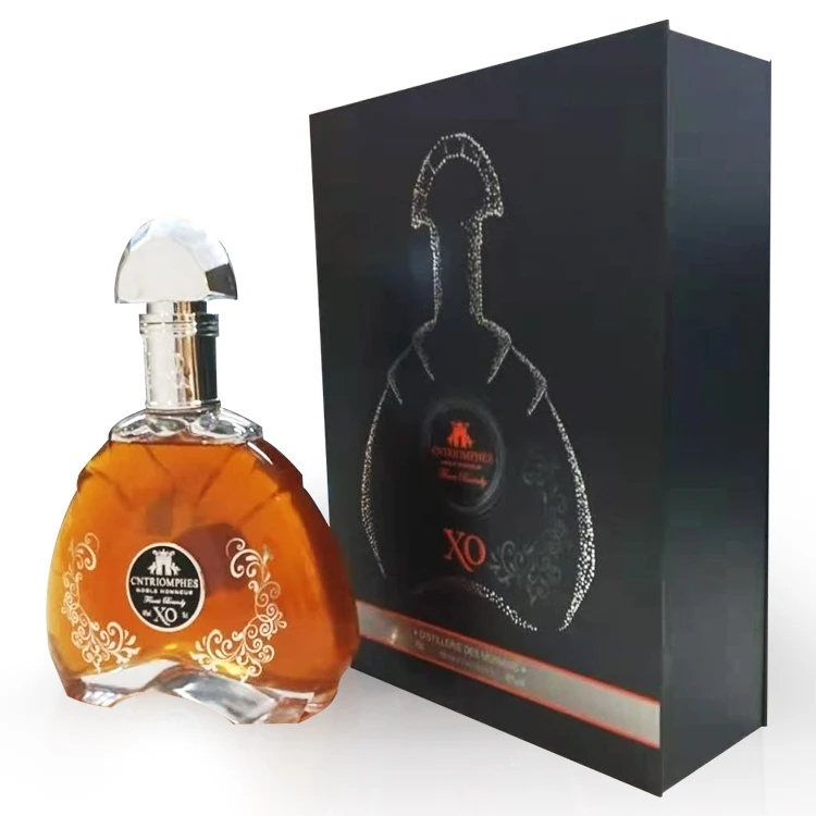 Factory Custom Luxury Tea Red Wine Paper Box Custom Logo Gold Stamped Rhum XO VO Glass Beer Bottle Packaging Box for Rum