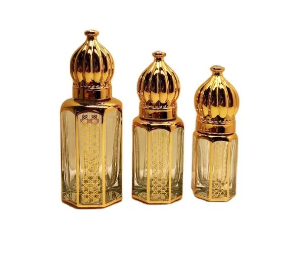 Golden Middle East magic lamp dubai luxury  customized OEM Rolling beads essential oil perfume glass bottle