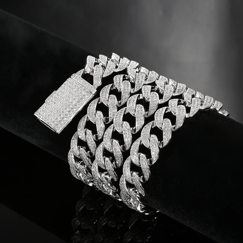 Hip hop round cuban chain shining gems fashion custom multi color material necklace trend new product hombre