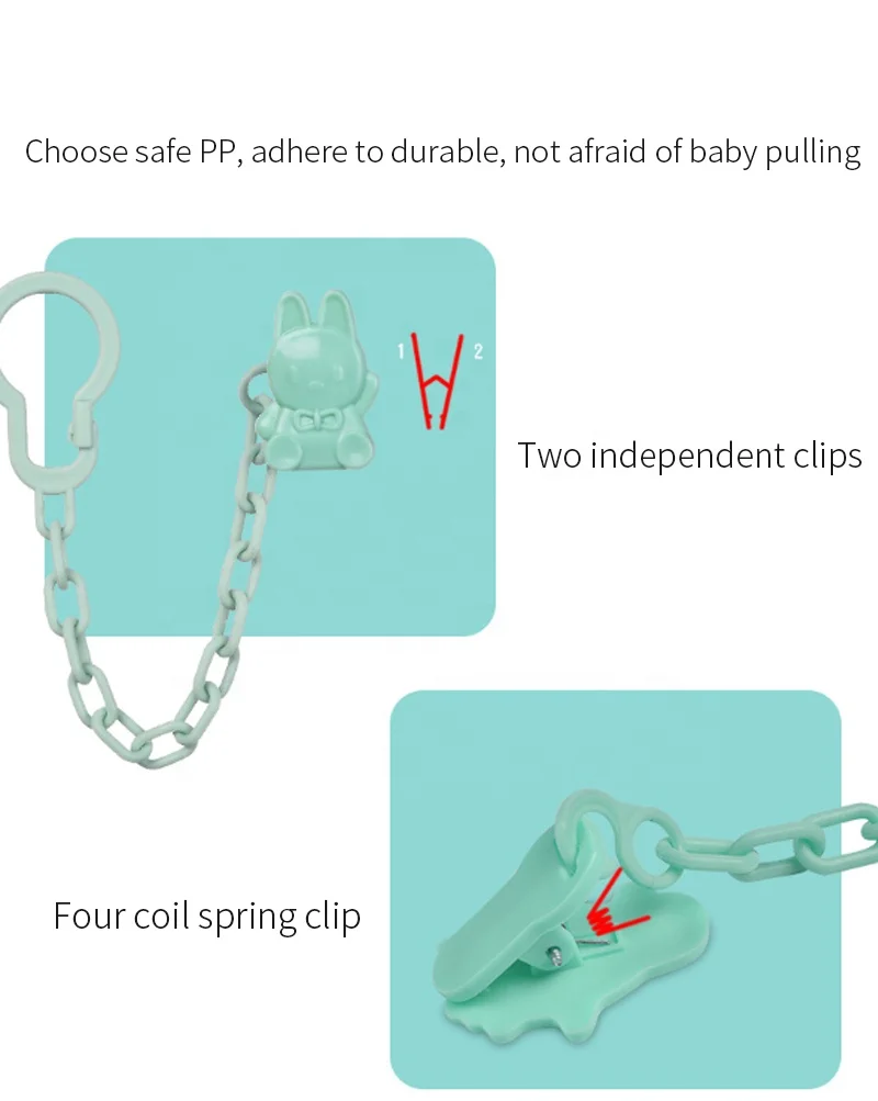 New Design Natural Soft Pacifier Holder Chain Teether Toy Chain Leash Personalized Pacifier Clip