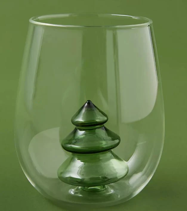 Wholesale Customized 3D Christmas Tree Inside Glass Coffee Mug Cute Drinking Glasses Heat Resistant Milk Cup