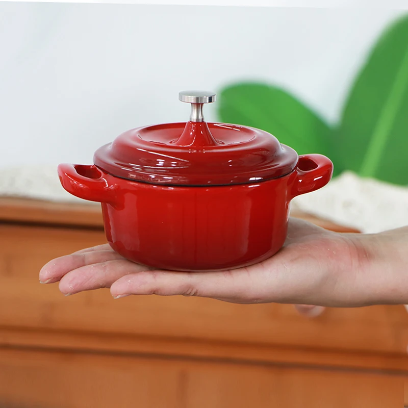 QulenoMini 10CM Cast Iron Enamel Hot Pot Set Classic Design Aluminium Cooking Pans with Lid for Home Use New Condition