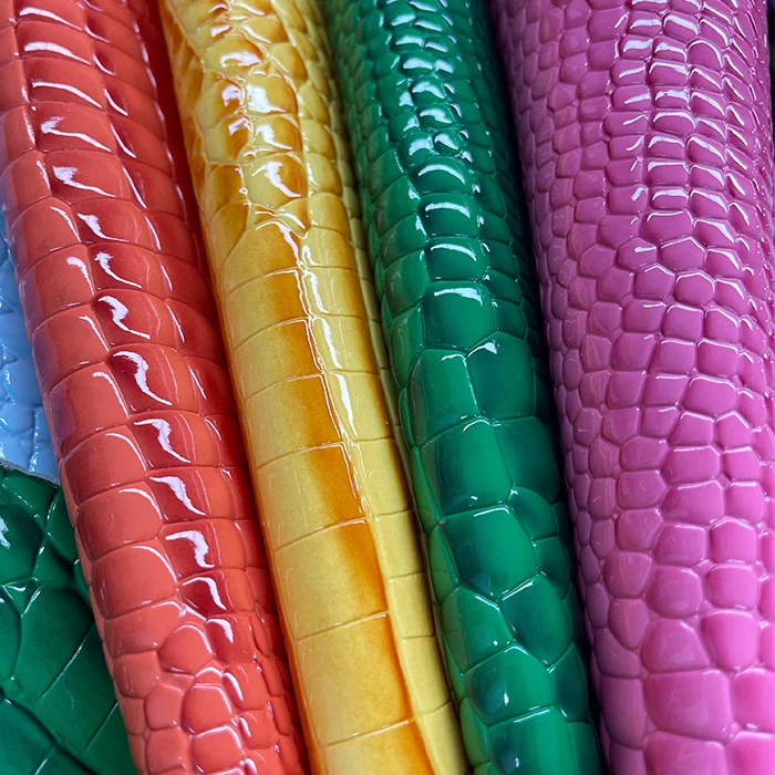 Eco Friendly Pvc Crocodile synthetic faux skin leather rolls product fabric for Bag