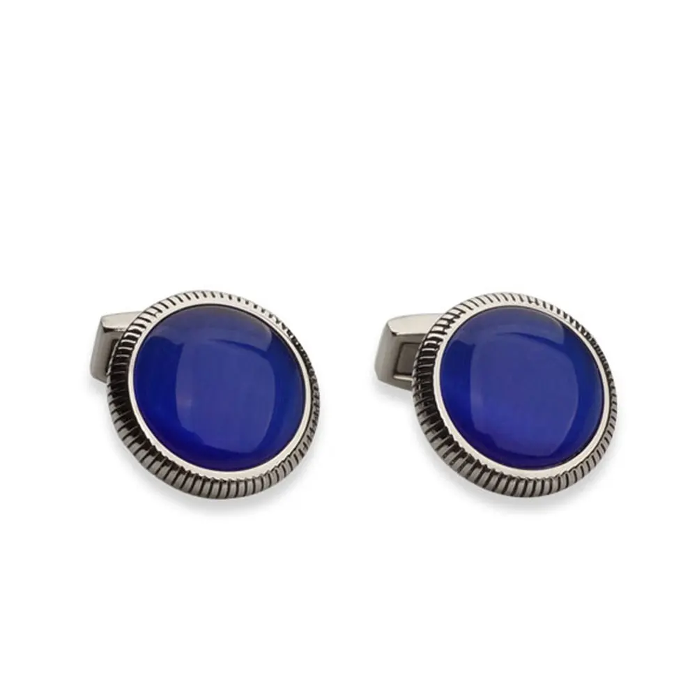 Темно-синие блестящие запонки кошачий глаз с камнями в виде галактики подарок для мужчин