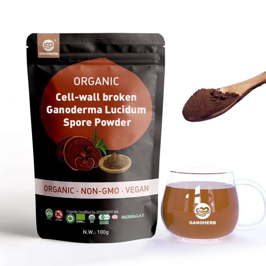 Cell Wall Broken Rate Organic Ganoderma Spore Reishi Mushroom Spore Powder