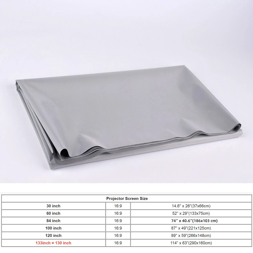 High Brightness Reflective Projector Screen 60 100 130 inch 16:9 Fabric Cloth Projection Screen for Espon BenQ TD96 Home Beamer