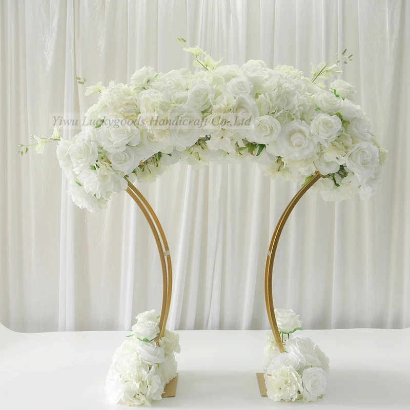 White wedding flowers with crystal stand for wedding table centerpiece