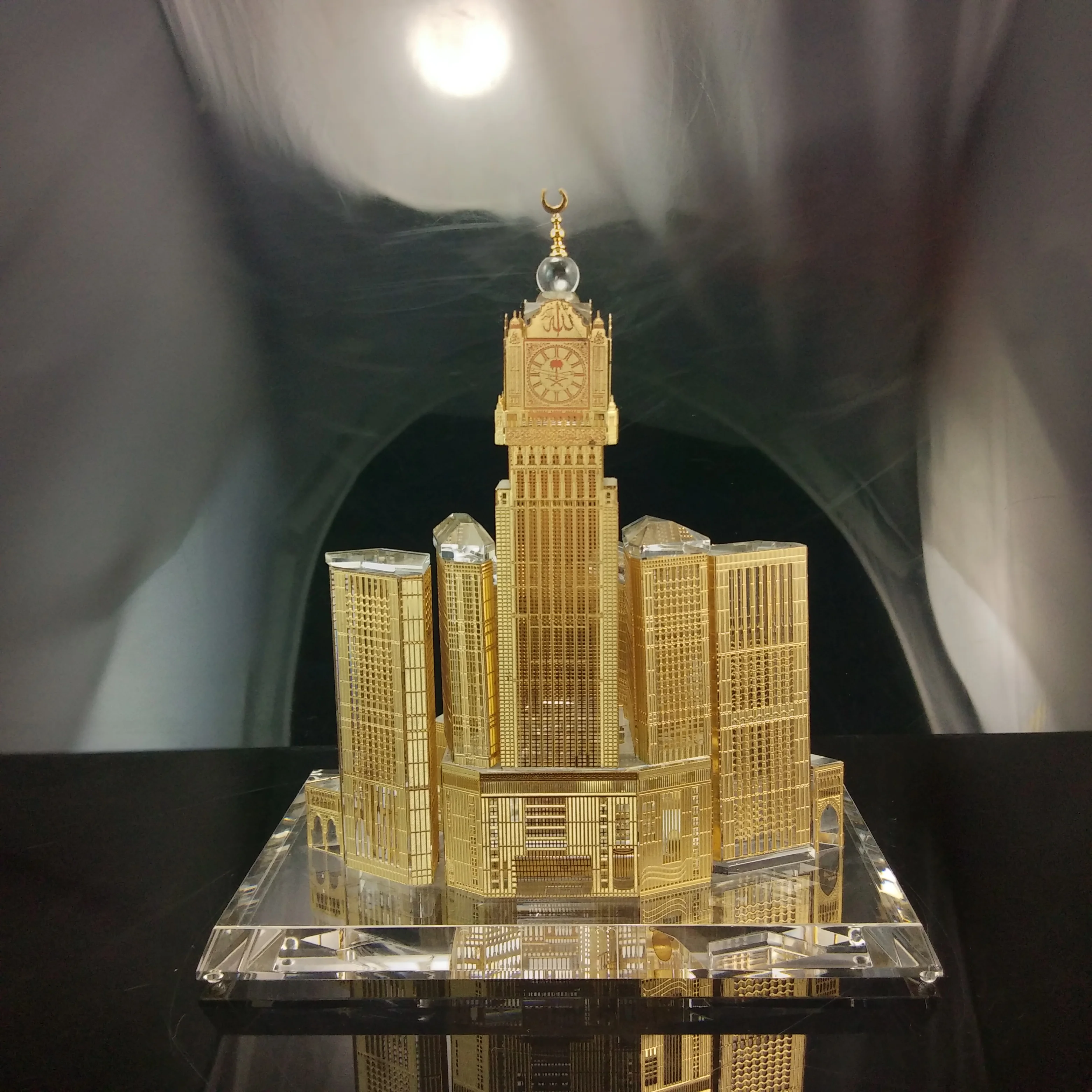 Islamic Crystal Glass Building Model Table Decorations Crystal Mosque Kabba Building Model For Gifts JB052