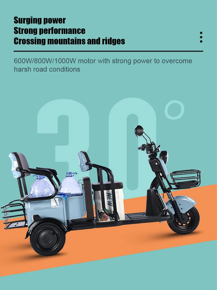 2024 Export quality cheap electric tricycle 48V high speed cheap electric three-wheeled motorcycle