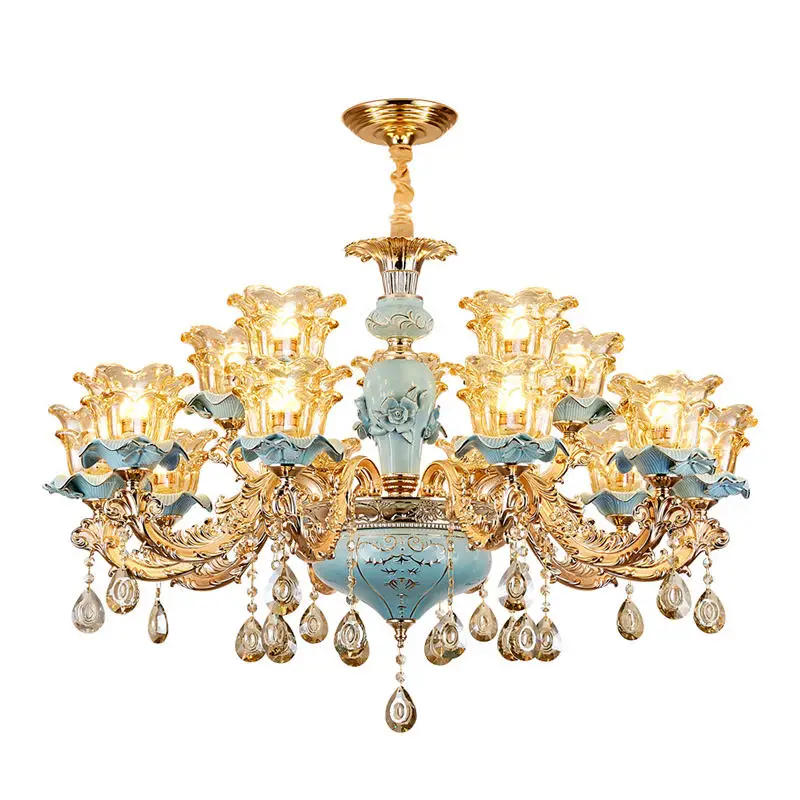 European Style Chandelier Crystal Lamp French Ceramic Dining Room Bedroom Household Lamps 2022 New Chandelier Rooms