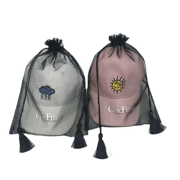 
Hot selling large capacity organza drawstring towel pouch with tassels 