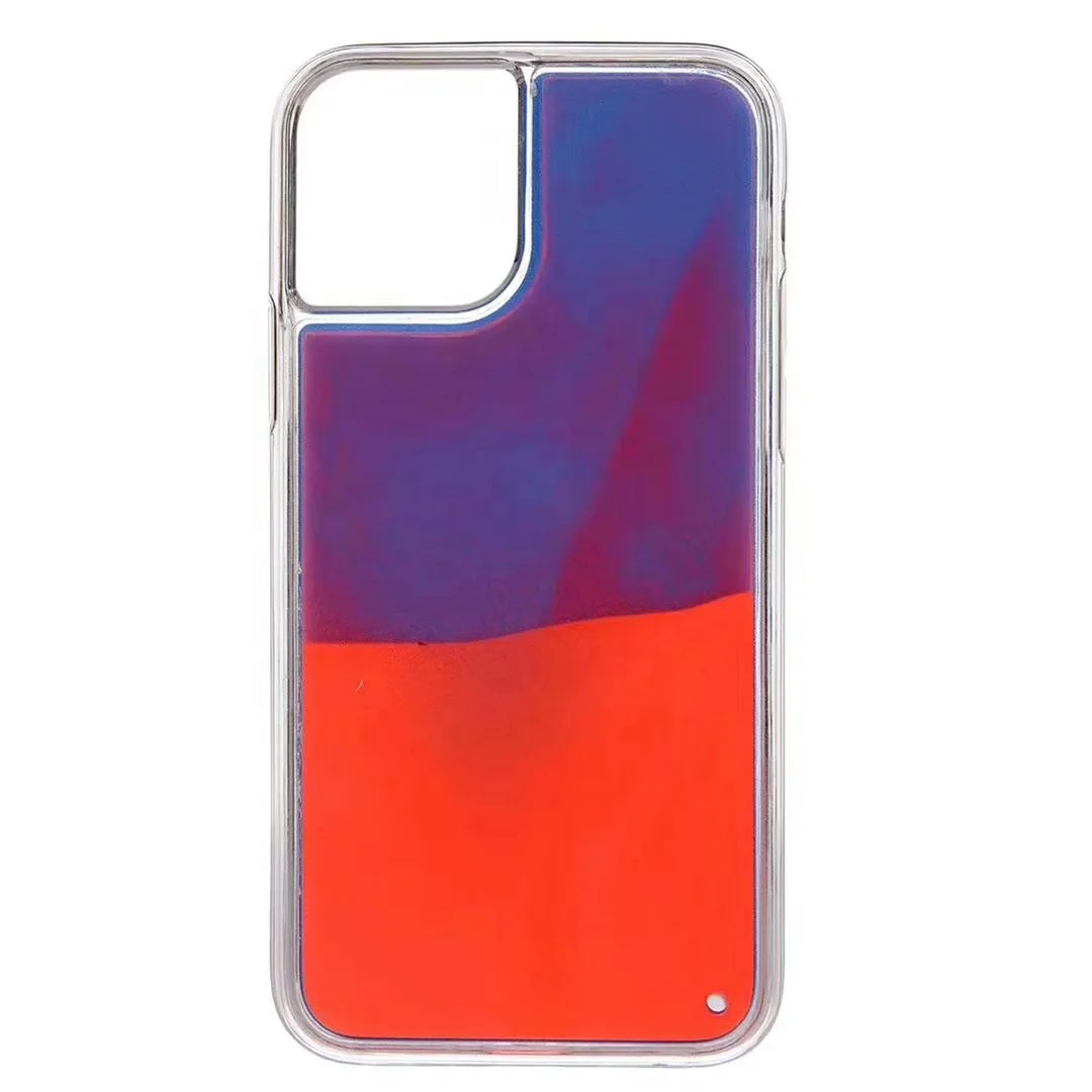 Neon Liquid Floating Quicksand Illuminated Silicone TPU Smartphone Phone Cases for Apple iPhone 11 Pro Max XS XR X 8 Plus 7 6s 5