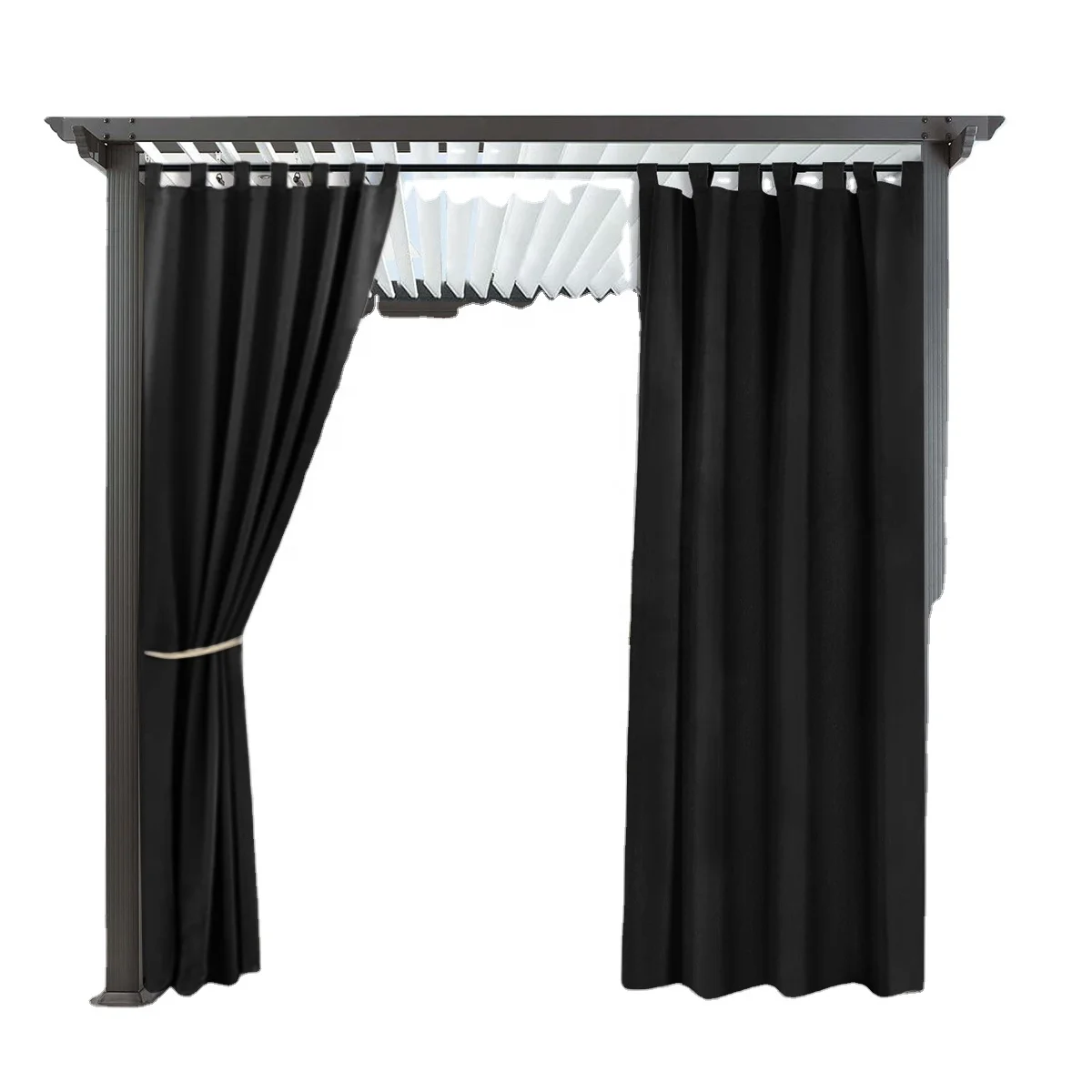 Waterproof 100% Polyester Curtain High Shading Blackout Curtain Hot Selling Outdoor Accept Customized Curtain Size Rod Pocket