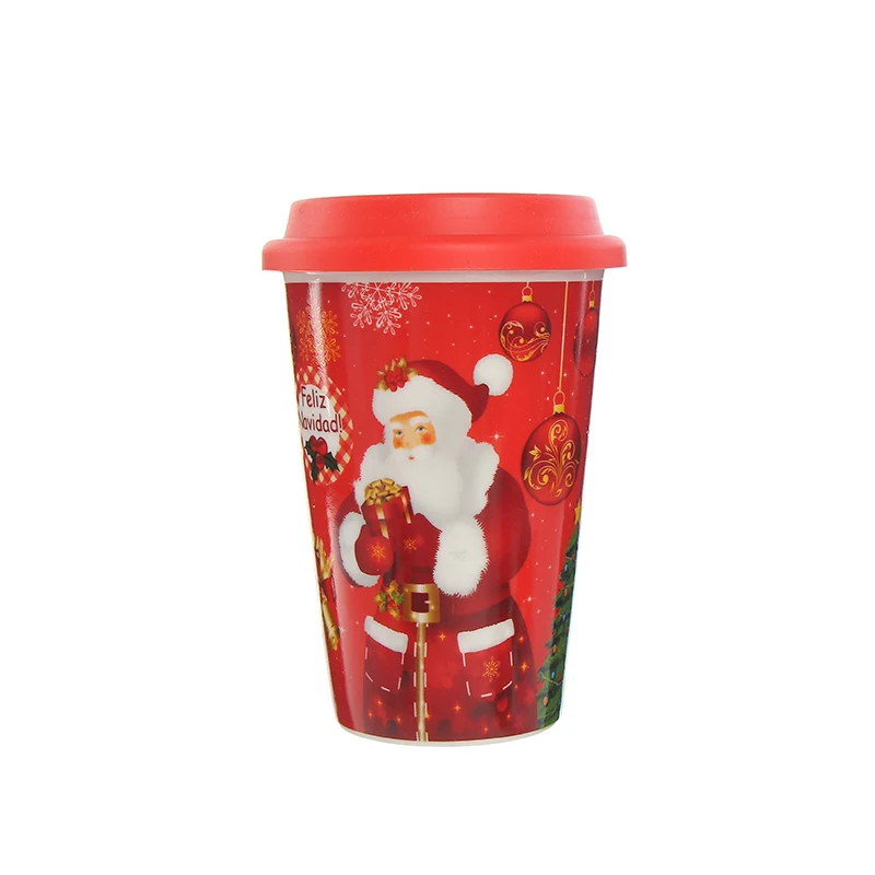 2023 Red Christmas Santa Coffee Cup Christmas Ceramic Art Mug Drinking Mug with gift box