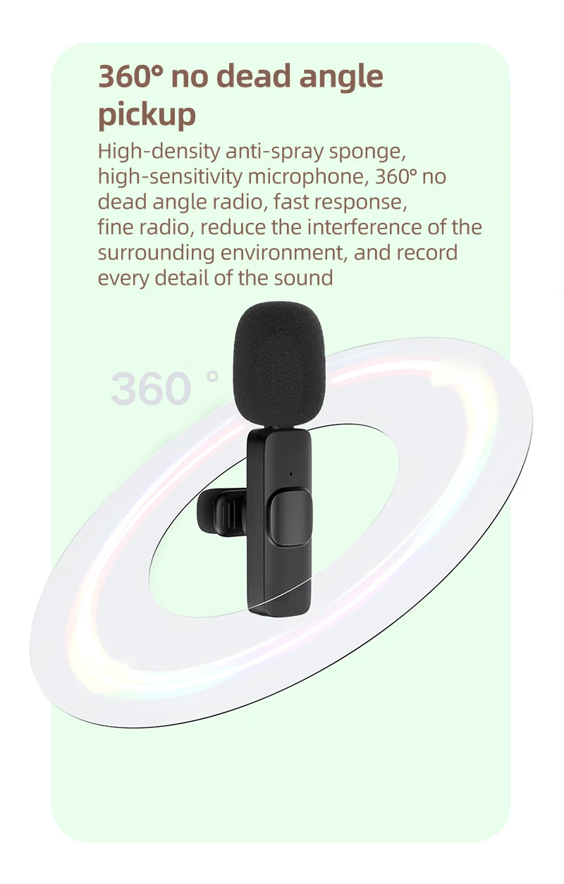 Портативный беспроводной микрофон петличный с поддержкой Bluetooth для записи видео и IOS iphone