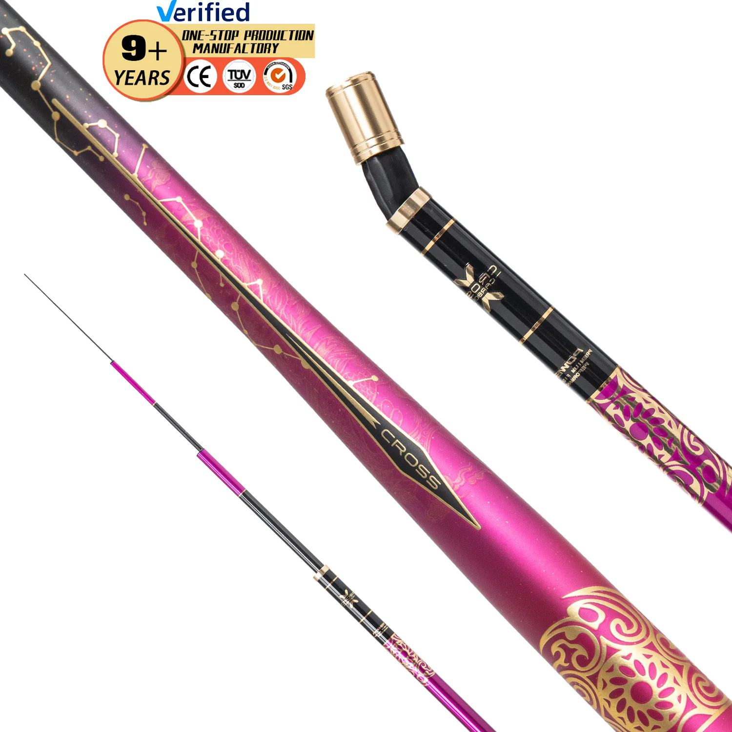 Weihai Fishing Rod 8m/9m/10m Telescopic Hand Rod Pole for Freshwater Big Fish Pole