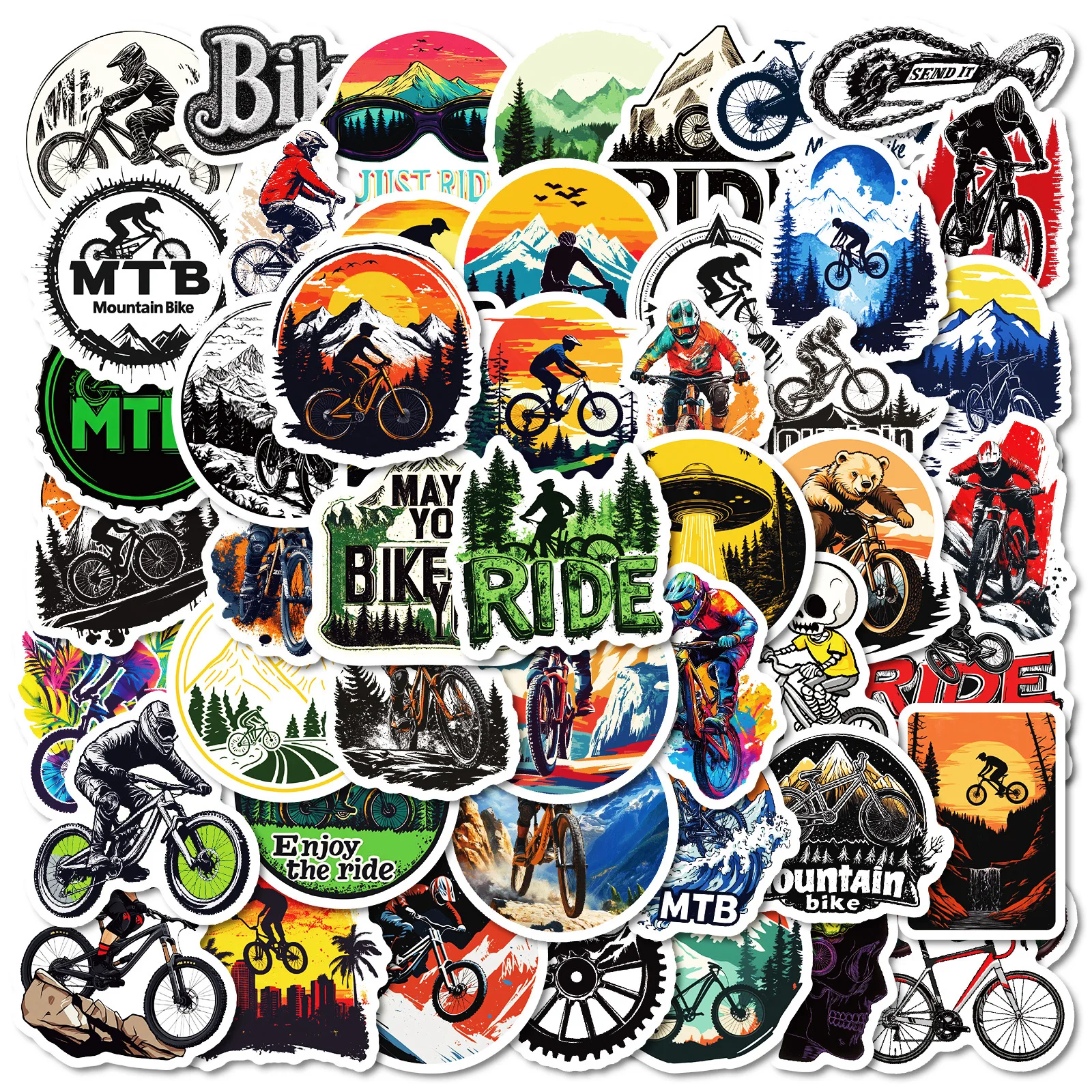 50Pcs Personalized Outdoor Cycling Graffiti Stickers For Bicycle Decor Mountain Bike Rider Gift Sticker