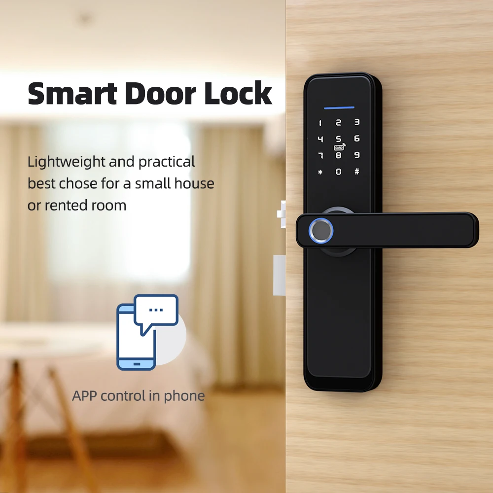 Zhongshan App Digital Keyless Electronic Fingerprint Tuya smart locks for front door wi-fi zigbee wood door