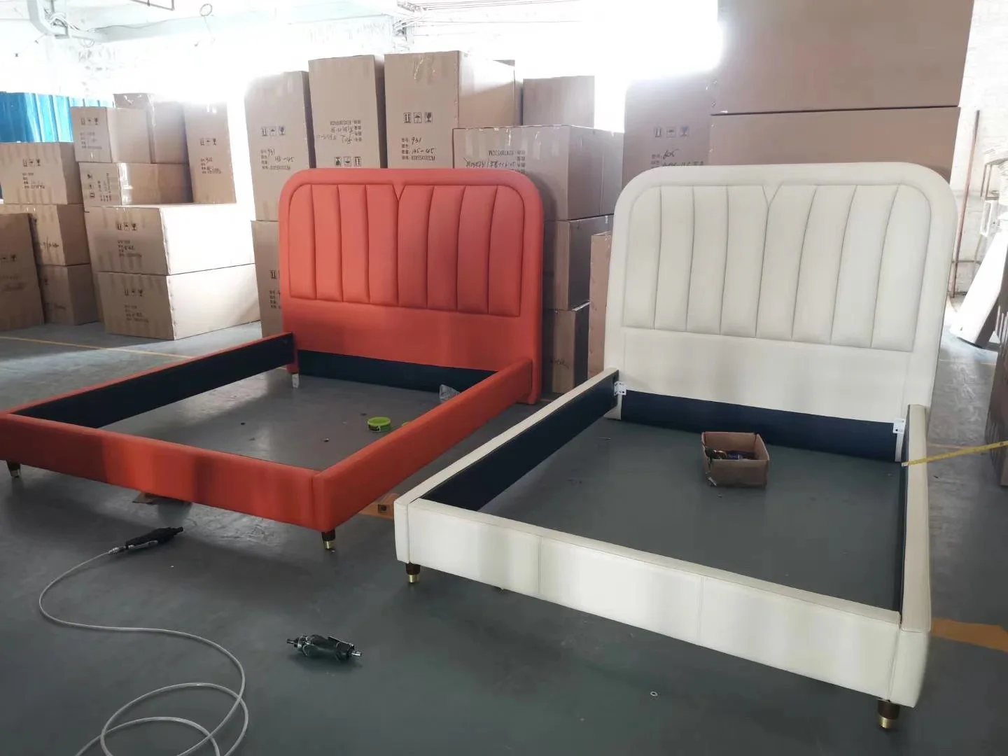 Роскошная Корейская кровать мебель большого размера современная кожаная