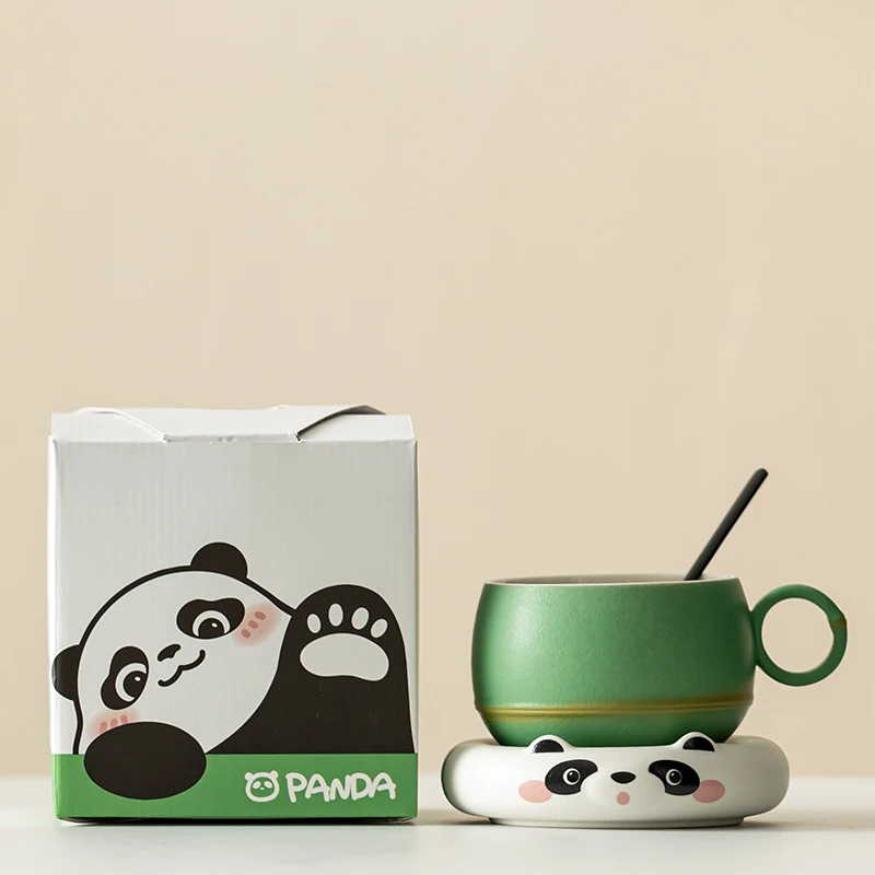 Cute Panda Kung Fu Tea Cup Set Traditional Chinese Design Ceramic Office and Home Coffee Drink Cup