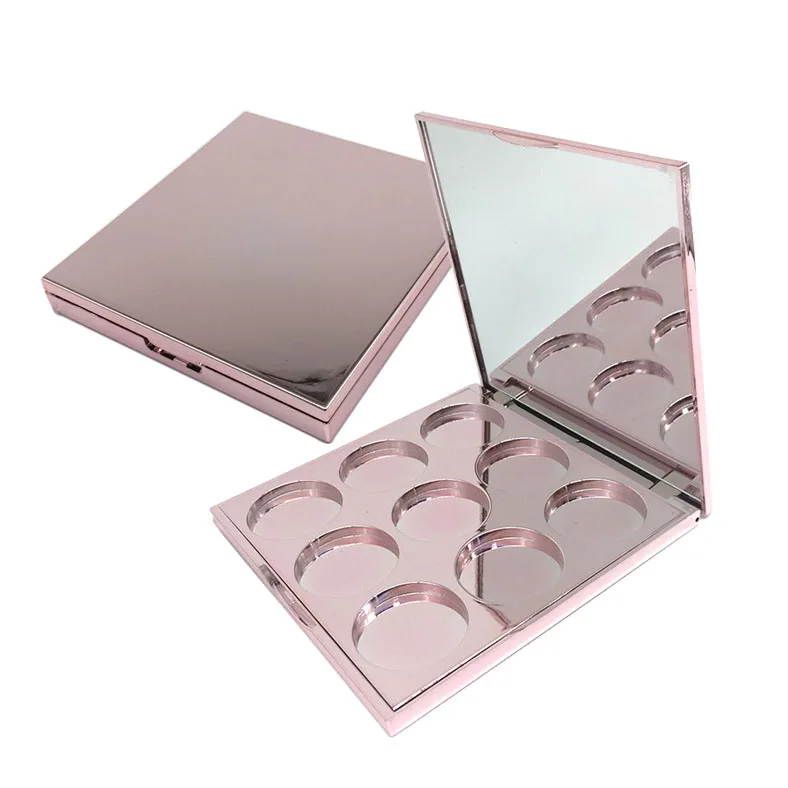 
9 Hole Empty Magnetic Square Makeup Palette Case Eyeshadow Pallet With Mirror 
