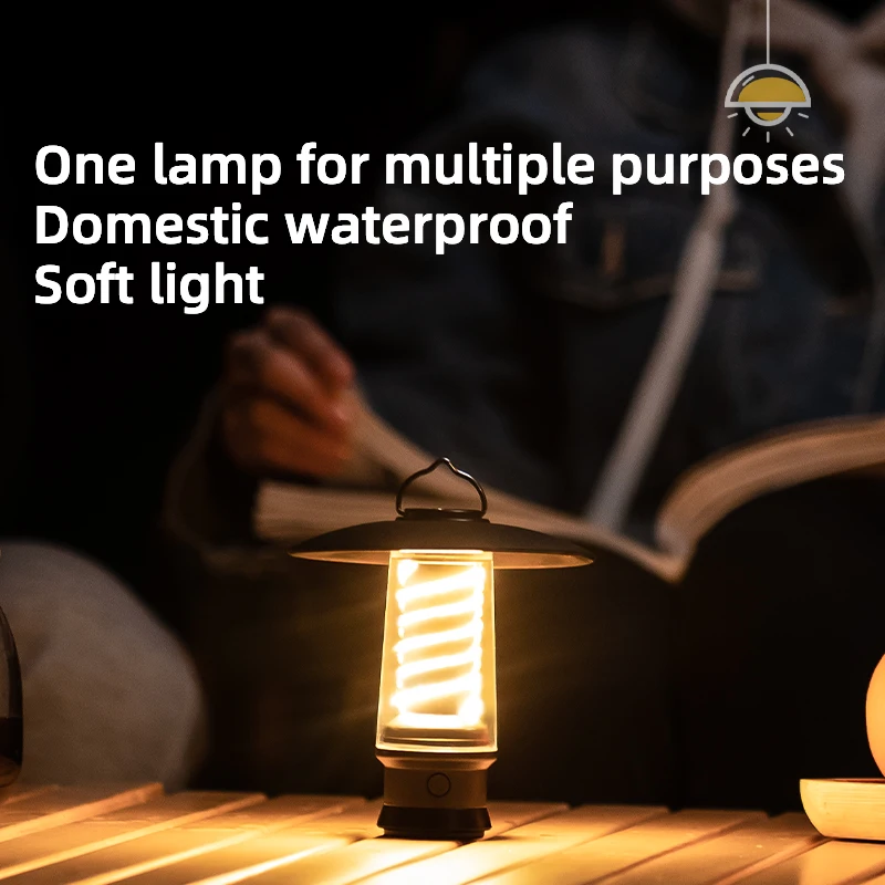 2023 Updated USB Rechargeable High Lumen Vintage Camping Light Multi-Function Flashlight Outdoor Portable Searchlight