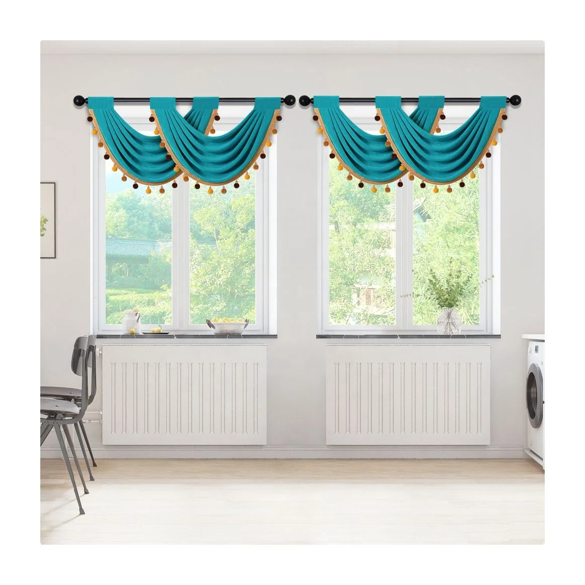 Velvet Curtains Design Luxury Solid Curtains for the Living Room with Valance Cortinas Fabric Kitchen Valance Curtains