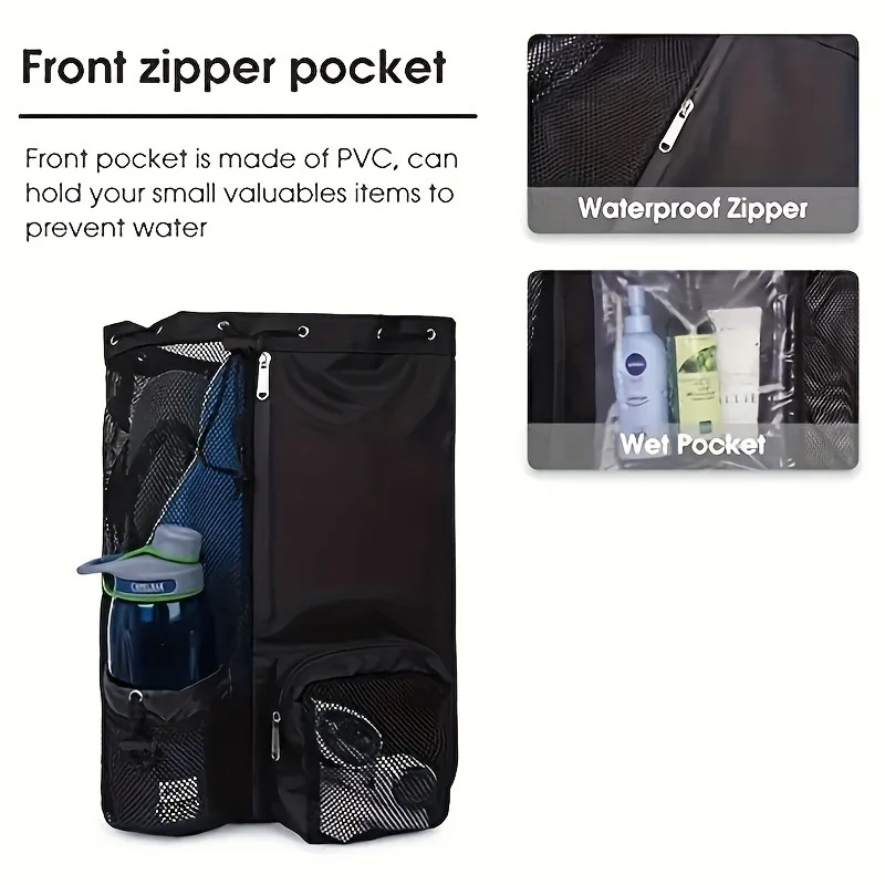 Waterproof Sport Travel Gym Drawstring Backpack OEM Custom Logo Mesh Swim Bag Beach Camping Mesh Drawstring Backpack