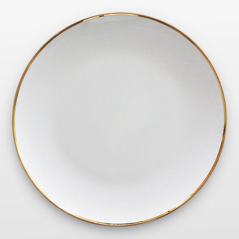 Dinnerware Wholesale Fine China Dinnerware Sets Luxury White Plates With Gold Rim Dishes Plates Ceramic