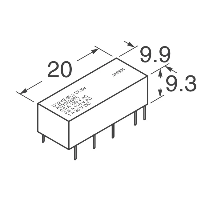 DS2Y-S-DC24V DS2Y-S-24VDC DS2Y-S-DC12V DS2Y-S-DC5V General Purpose Relay DPDT Through Hole 2A 5VDC to 24VDC