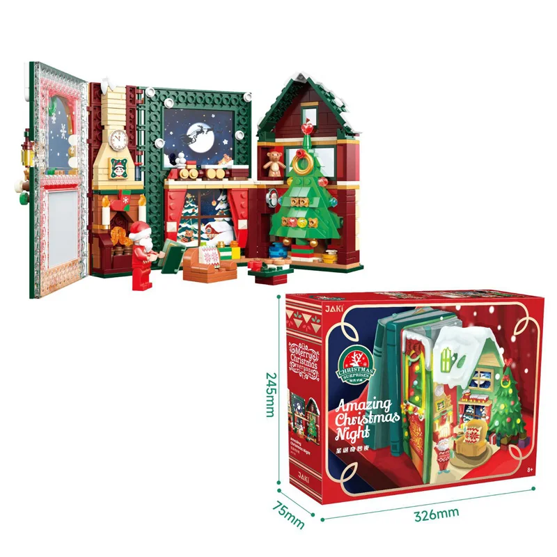 526pcs 2024 New Christmas Night Blocks Creative Book for Girl DIY Decoration Christmas Gift Building Blocks Sets