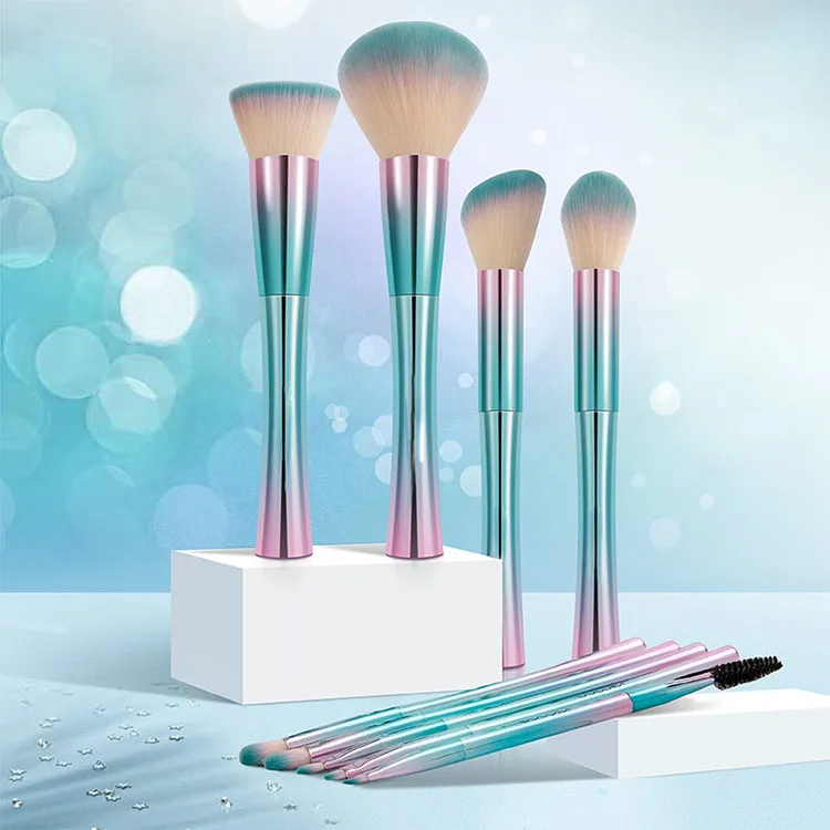 Makeup Brushes Kit Personalized Luxe 9Pcs Rainbow Makeup Brush Custom Logo Premium Synthetic Foundation Makeup Brush Set