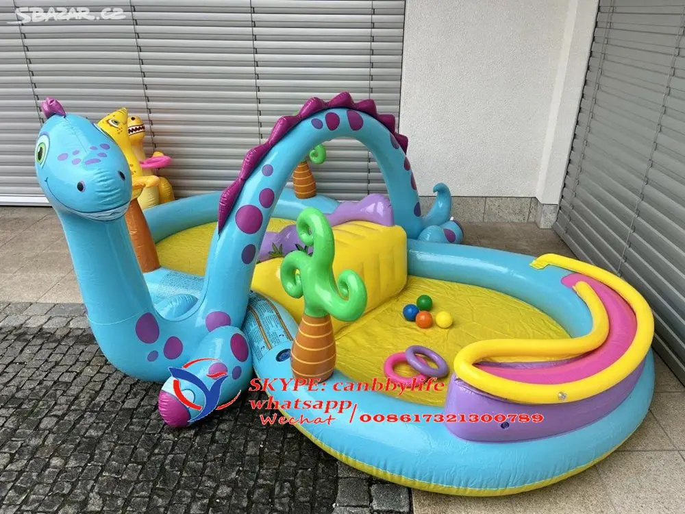 Intex Kiddie Dinoland Play Center Dinosaur Inflatable Kids Slide Swim Pool Children Water Paddling Pool