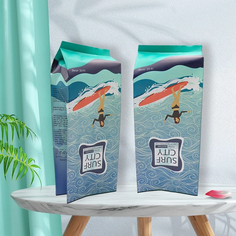 Food packaging aluminum foil package custom designed 250 gram frosted coffee bag 500g with valve side seal gusset bag