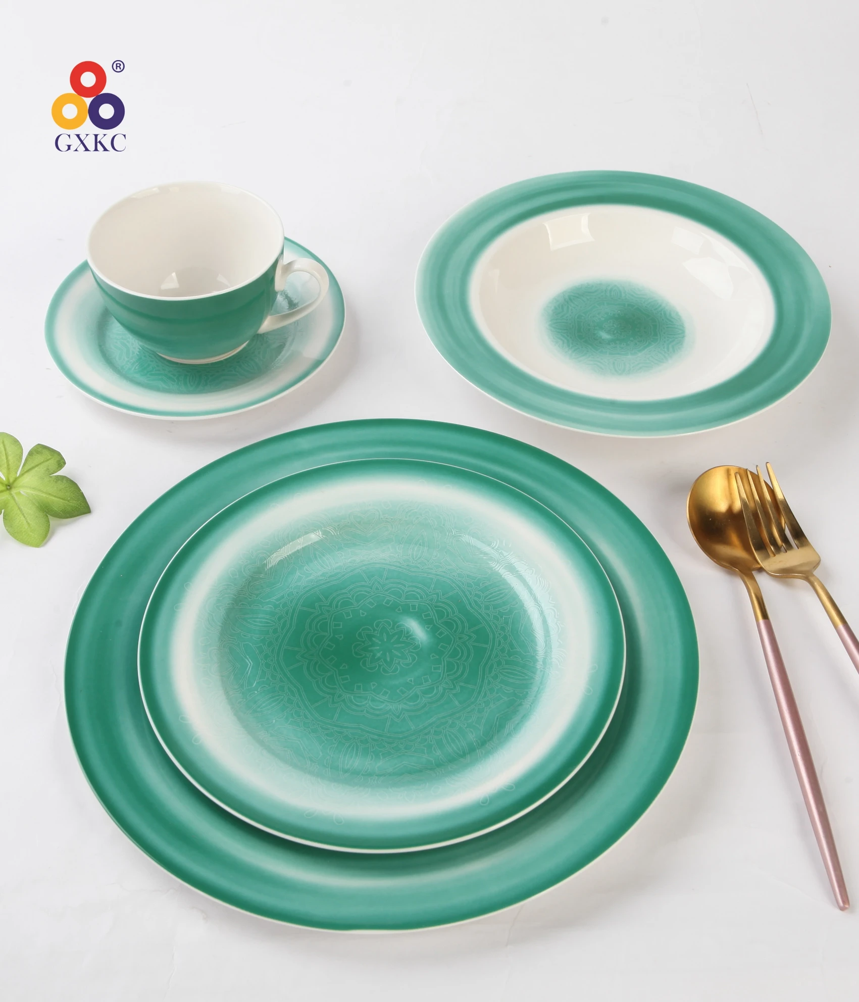 GXKC Italy style rustic 30pc ceramic tableware porcelain new bone china dinnerware sets