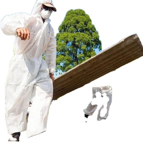 Aeofa workwear fiber glass chemical tightness pppe hazmat suit with front zipp long flap