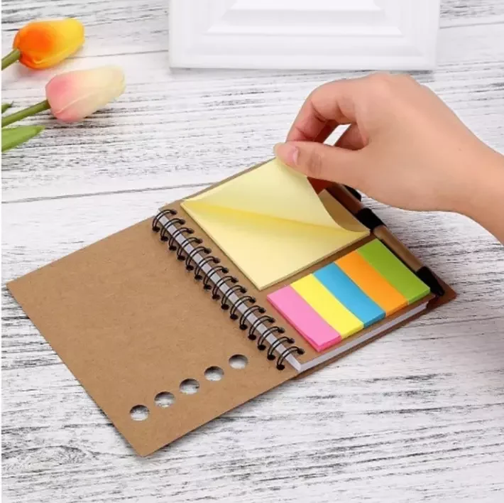 Promotional Customized Design Spiral Notebook With Pen Sticky Notes Index Posted It Kawaii Sticky Notes Design