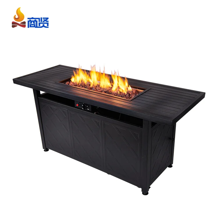 Table Gas Fire Pits of Backyard Garden Stove Metal Fireplace BBQ Grill Outdoor Dining Table with Fire Pit