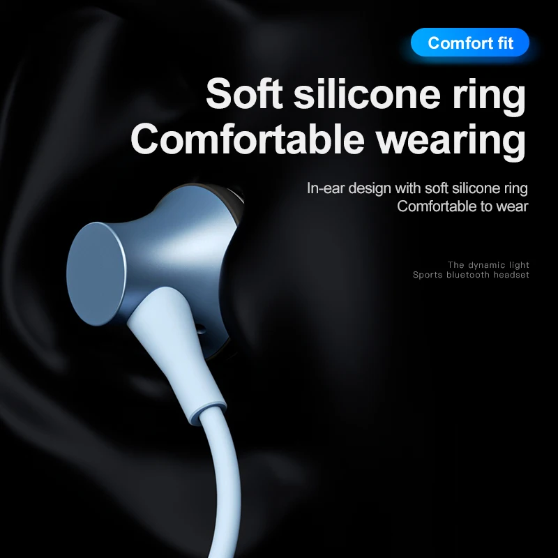 
Hot fashion neckband waterproof bluetooth earphone active noise cancelling bluetooth headset led light earphones for sports 