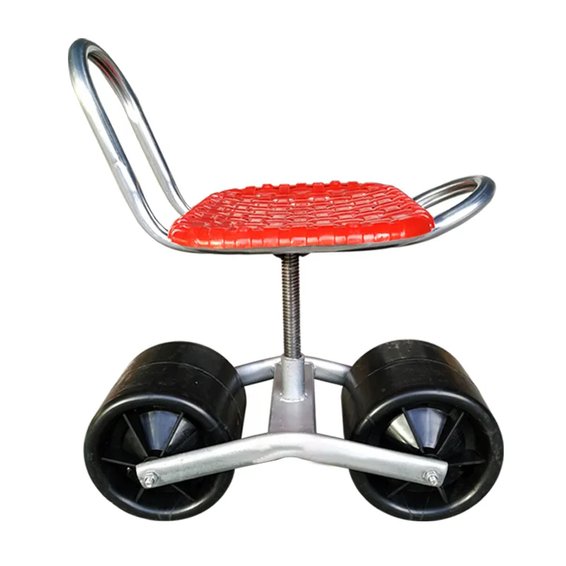 Garden work bench with wheels that can move the seat to rotate and lift Rolling Garden Work Scooter Seat Yard Cart