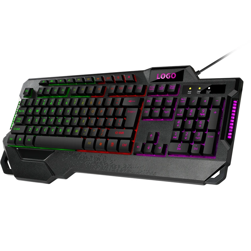  Высококачественная клавиатура usb led одноканальная RGB gamer игровая с одной