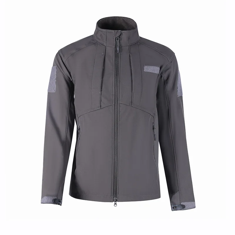 Custom mens outdoor tactical training soft shell breathable waterproof hiking jacket fleece softshell jacket