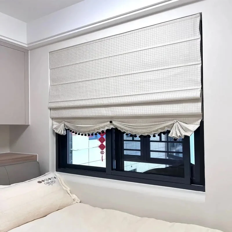 Manual Style Roman Blind office hotel living room sunshade blackout Linen fabric cord Roman shades for window