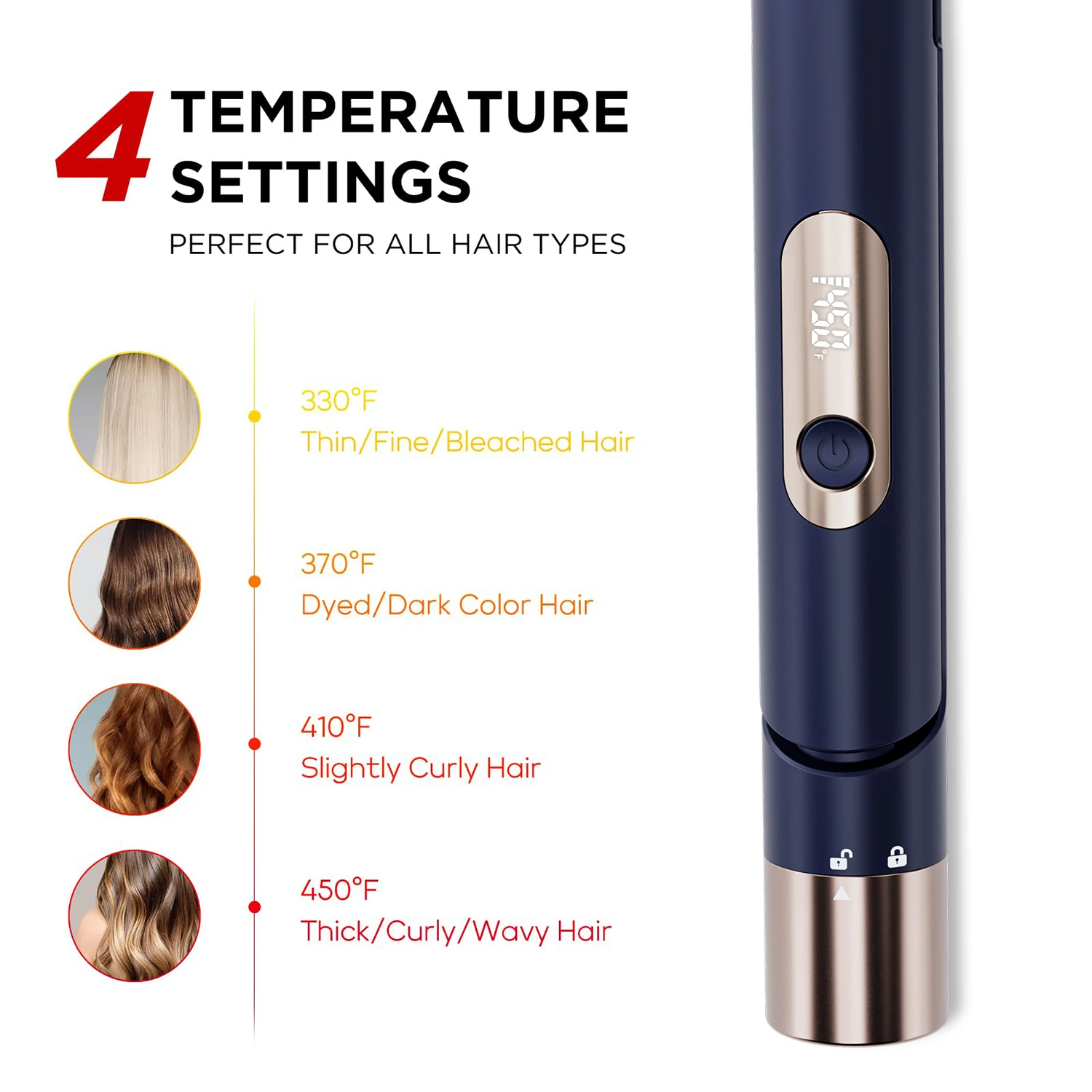 Professional Electric 3 In One Curling Iron With Straightener and Digital  Hot Brush With Detachable Cord Styling Tools