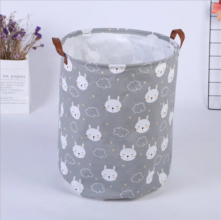 Wholesale European Waterproof Laundry Folding Cartoon Fabric Canvas Kids Basket
