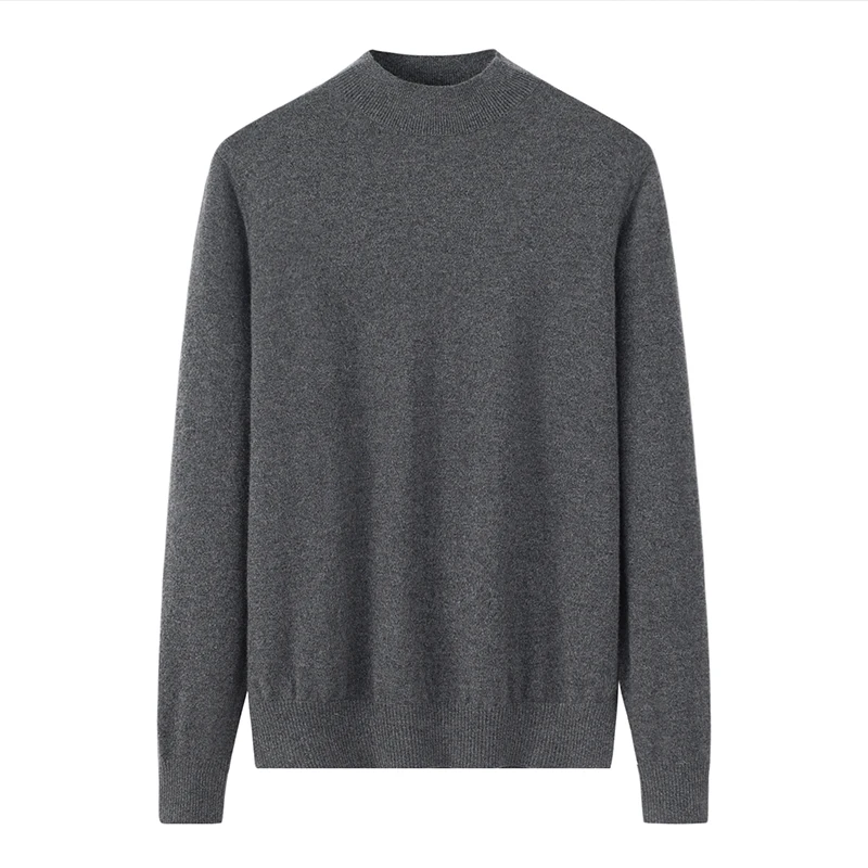 Luxury Pure 100% Cashmere Sweater Knitted in Solid Color with Crew Neck Casual Style and Front Logo for Winter