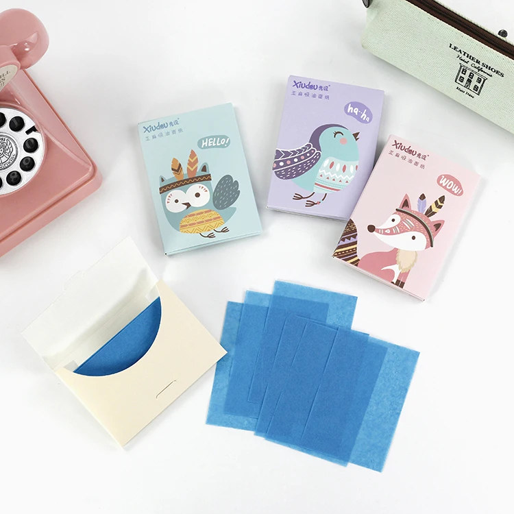 Natural flax keep face fresh and cool lady facial oil blotting paper